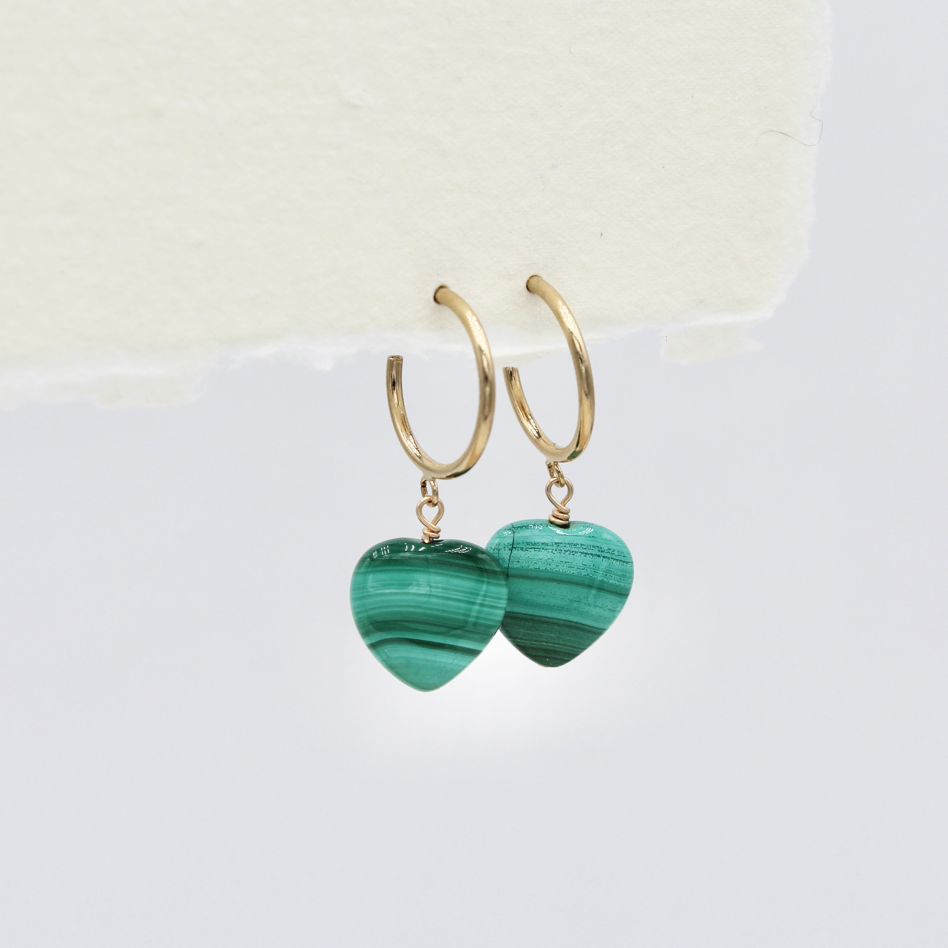 Malachite Charm Hoops