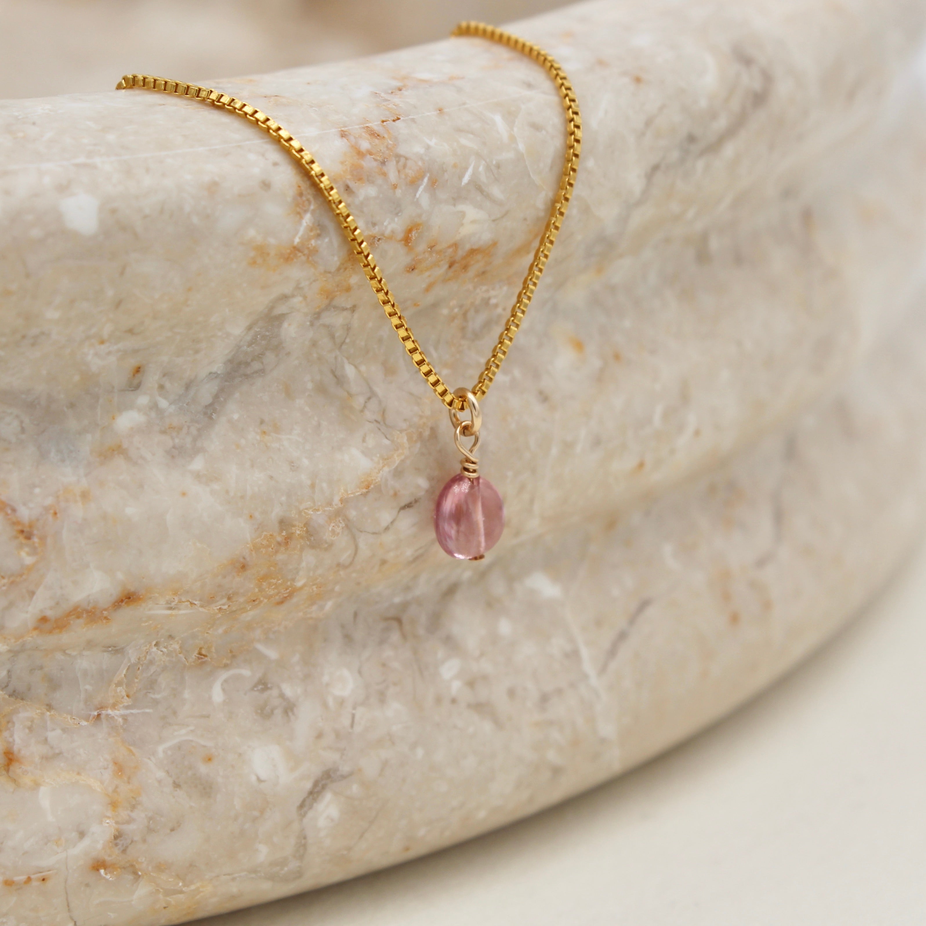 Oval Gemstone Charm Necklace