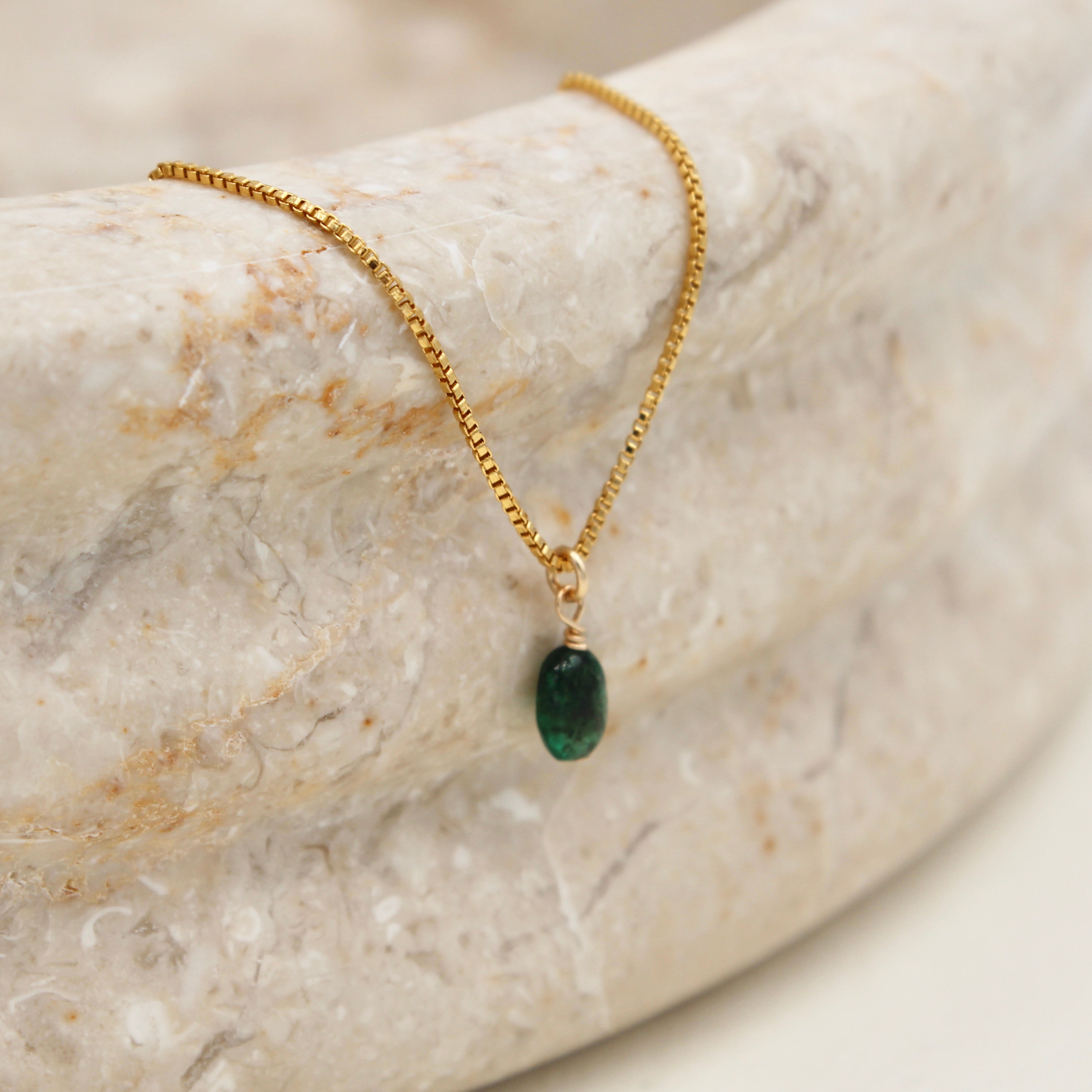 Oval Gemstone Charm Necklace